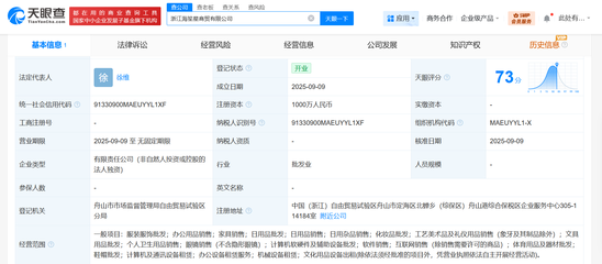 海馬體跨界布局 成立海笙星商貿(mào)公司，注冊(cè)資本1000萬(wàn)進(jìn)軍工藝美術(shù)品與禮儀用品市場(chǎng)